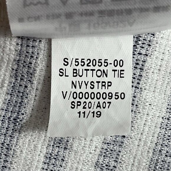 Old Navy Top Size Medium V-Neck Striped Front Button Closure Tie Blue White - Picture 8 of 8